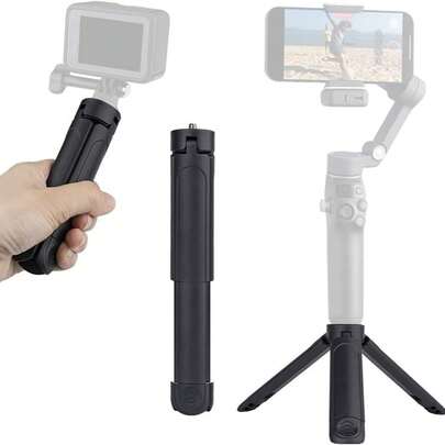 Portable Foldable Extendable Desktop Tripod With 1/4" Screw, Two-Section Height Adjustable, Compatible With DSLR Camera Phone Webcam Action OM OSMO Mobile Pocket 3/2, Ideal For Vlog Live Streaming Travel