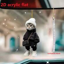 Novelty Street Style Kitten Car Hanger, Fashionable Cat In Hoodie & Sneakers Car Ornament, Quirky Car Accessory For Car Interior Decor - A - View 11