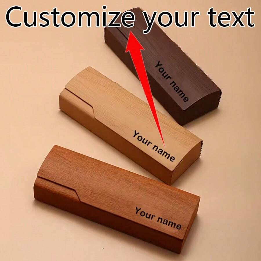 Custom Laser Engraved Wooden Fashion Glasses Case, Personalized Hard Shell Eyeglass Box With Name/Initials, Protective Glasses Storage Case For Men & Women, Ideal Gift For Him/Her & Travel - Multicolor - View 1