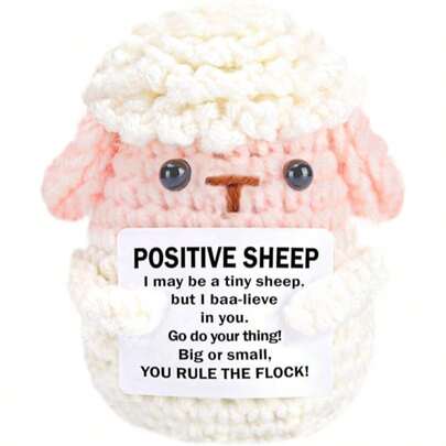 1pc Handmade Crochet Sheep - A Positive Crochet Animal With Messages Of Encouragement, Appreciation, And Emotional Encouragement - An Ideal Gift For Friends, Teachers, Colleagues, Mothers, Or Fathers, Friends, Teachers, Mentors, Parents, Or Colleagues Who Bring Light To Your Life And Are A Symbol Of Gratitude And Kindness.