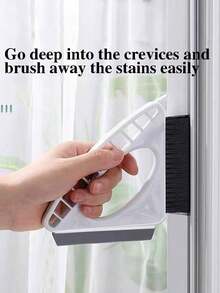 1件装二合一窗槽清洁刷带刮刀 | 手持式缝隙除尘刷，适用于窗槽、浴室和厨房缝隙 - 多色 - 查看 9