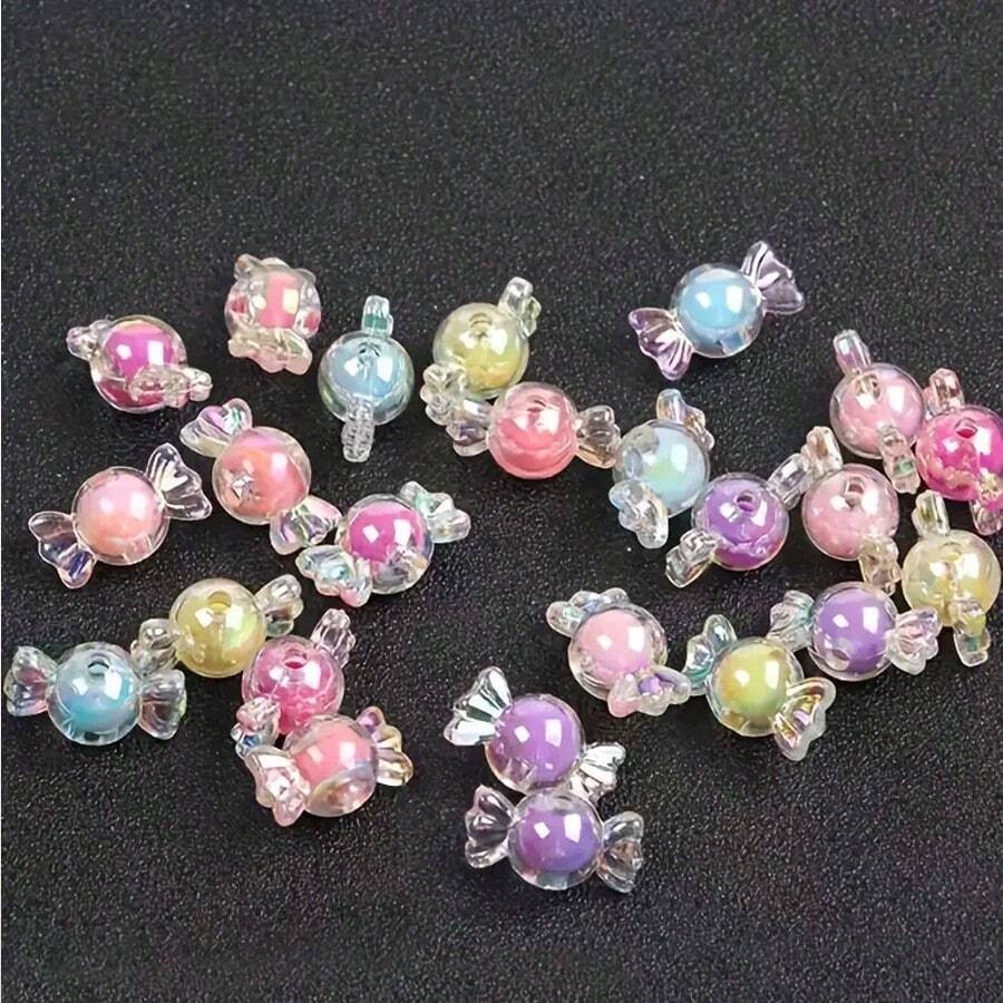 50pcs Colorful Candy Shaped Acrylic Beads For DIY Bracelet Necklace Making - 彩色 - 查看 1