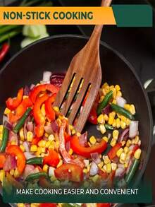 1件/2件裝高級木製 - 時尚天然木質設計，多功能廚房用具，適用於烘焙、炒菜和攪拌 - 給家庭廚師的完美禮物，烘焙必備 | 耐用木製 - 棕色 - 查看 6