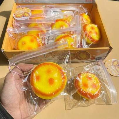 New Arrival Squishy Mochi Egg Tart Squeeze Toy, Slow Rebound Fluid Bag, Realistic Food Toy, Made Of High-Quality Material, Soft Squeeze Toy, Birthday Gift, Holiday Party Favor