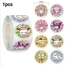 SANRIO 500 miếng/cuộn Hình dán nhân vật hoạt hình dễ thương, bao gồm [Nhân vật hoạt hình 1], [Nhân vật hoạt hình 2], Hình dán trang trí thích hợp cho quà tặng tự làm, niêm phong, nhãn trò chơi và quà tặng đáng yêu. - Nhiều màu - Xem 5
