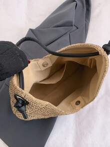Dedoo Bolsa tote triangular clássica e grande, estilo primavera/verão, com abertura em V, modelagem solta e casual, confeccionada em tecido de alta capacidade. Ideal para profissionais que trabalham em escritórios e precisam transportar laptops, documentos, etc. Acompanha alça de ombro em Preto de alta qualidade, podendo ser usada no ombro ou transversalmente. Perfeita para passeios, deslocamentos diários, férias na praia ou feiras de fim de semana. - Caqui - Ver 10