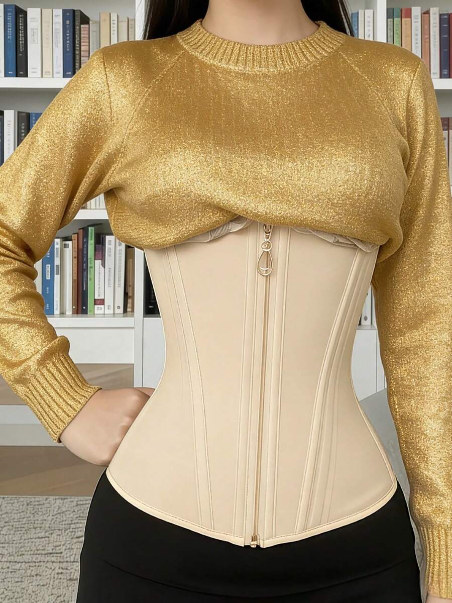 Women's Waist Shaping Compression Bodysuit With Belly Support Belt: A Snug, Sport-Style Abdominal Control Garment With Extended Torso Shaping - Color - View 1