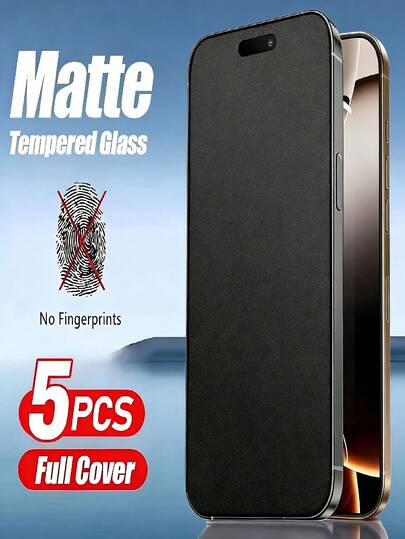 5 Stück matte gehärtete Glas Bildschirmschutzfolie kompatibel mit iPhone 17 Air/17 Pro Max/16 Pro Max/17e/16e/16/15/14/13/12/11/Plus/X/XS/XR/XS Max/Mini, 9H gehärtetes Glas, Antifingerprintbeschichtung, seidenweich, passend für Hüllen, blendfreie Oberfläche