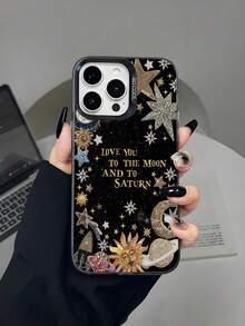 1 件装星空宇宙浪漫图案手机壳，金色文字太阳土星火箭星形设计，带独立按键，防震防刮，兼容 11/13/15/15 Plus/15 Pro/15 Pro Max/11/12/13/14 Pro Max/XS/XR/11 Pro/11 Pro Max/12 Pro/12 Pro Max/13 Pro/13 Pro Max/14 Pro/14 Pro Max/14 Plus/7 Plus/8 Plus/8/SE2 及系列 - 彩色 - 查看 1