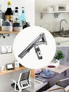 1pc 304 Stainless Steel Thickened Folding Hardware Bracket, Wall-Mounted Load-Bearing Shelf Rack - A - View 4