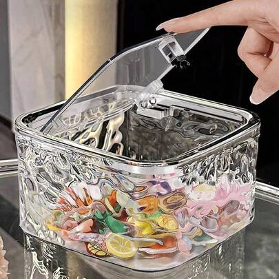1 pieza Caja organizadora de maquillaje de plástico transparente con tapa abatible - Caja de almacenamiento de accesorios para el cabello y cosméticos para el escritorio - Caja de almacenamiento a prueba de moho, se puede usar para guardar pasadores para el cabello, bandas para el cabello, herramientas de maquillaje - No requiere fuente de alimentación