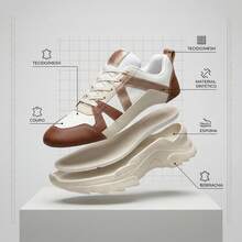 Women's Modern Platform Sneakers, Comfortable For Everyday Casual Wear, Stylish, Vacation, Lace-Up, Party, Office, Outdoor - 焦糖/玫瑰 - 查看 7