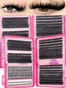 80D-160D Cartoon-Style Eyelash Cluster, Hedgehog-Shaped Eyelashes + Lower Lashes, Natural Look, 556/260pcs DIY Eyelash Extension 6-18mm Mixed Length Fluffy Cluster Cat Eye Dramatic Wet Effect False Eyelashes, Segmented False Lashes, Reusable, Suitable For Party And Celebration Dramatic Thick Effect - D - View 3