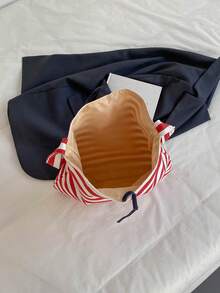 Estilo minimalista versátil y casual. Bolso de bandolera clásico de gran capacidad a rayas, modelo 2026 para mujer - Rojo - Ver 12