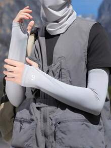 1 Stück Unisex modische Gesichtsmaske aus Eisseide mit Nackenschutz + Armstulpen, atmungsaktives Mesh-Gewebe, leicht für den Outdoor-Gebrauch im Frühling/Sommer, Geschenk, Festival - Verschiedenfarbig - Übersicht 6
