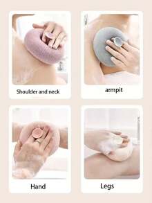 1pc Soft Shower Loofah With Suction Cup, Home Bath Sponge For Lathering, Exfoliating And Massaging - Multicolor - View 3