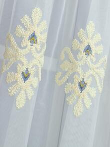 1pc High-End European Style Living Room/Balcony Adjustable Sheer Curtain, Luxury Minimalist European Embroidered Window Voile - Multicolor - View 6