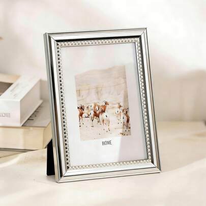 Marco de fotos con textura de cuerda y borde plateado en relieve, de 4x6/5x7/6x8 pulgadas, de varios tamaños, liviano y de lujo para exhibición en escritorio, decoración de dormitorio y sala de estar, regalo