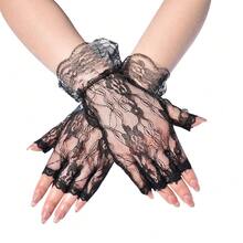 Găng tay ren hở ngón mùa hè cho nữ, phụ kiện váy cưới, găng tay ren hở ngón gợi cảm, xuyên thấu, chống nắng, du lịch, lễ hội. - A - Xem 2