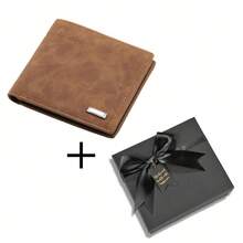 1 Piece Of Personalized Gift, Customised Short Wallet, Anniversary Gift, Boyfriend Gift, Birthday Gift, Gift For Father, PU Leather Customized Wallet - Multicolor - View 10