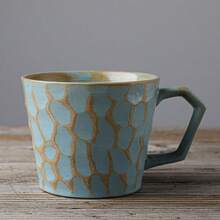 Vintage Japanese Hammered Texture Ceramic Mug, Matte Finish Coffee Cup, Microwave & Dishwasher For Home And Office Use - Multicolor - View 16