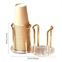1pc Elegant Acrylic Disposable Cup Holder - Suitable For Home, Cafe, Office And Hotel - Multicolor - View 5