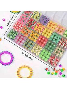 480pcs Clay Fruit Shaped Beads Jewelry Making Kit, DIY Materials To Create Bracelets, Necklaces, Earrings, Keychains, Arts & Crafts Creative Set, Adult Best Friend/Girlfriend Birthday Gift - 24 Grid-fruit - View 7