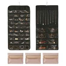 Hanging Jewelry Wall Organizer Set Include Over The Door Jewelry Organizer 48 Jewelry Compartments 8 Necklaces Hooks And 3 Travel Jewelry Bags For Sunglasses Earrings Bracelets - 黑色 - 查看 8