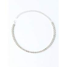 1pc Women's Rhinestone Embellished Necklace, Formal Occasion Necklace - Silver - View 4