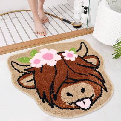 Highland Cow Bath Mat Cow Bathroom Rug Western Animal Shaped Rug Non Slip Floor Mat For Kitchen Bedroom Bathroom Decor Bathroom Mat,Bath Mat,Bathroom Decor,Rug For Bathroom,Door Mat,House Mats,Kawaii Rug