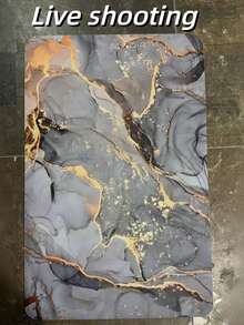 1pc Black & Gold Shiny Marble Pattern Doormat, Modern Luxury Style, Super Absorbent Quick Dry Non-Slip Diatomite Bathroom Floor Mat, Office Entrance, Kitchen, Living Room, Hallway Carpet, Bathroom Rug, Washable Area Rug - Multicolor - View 5