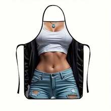 1pc Chic Sexy Street Style Apron - Polyester, Lightweight, Woven Design For Kitchen And Dining Use, Cute Apron - A60*80cm - View 5