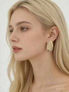 1对经典几何耳钉，百搭新品，欧美风格 - 彩色 - 查看 7