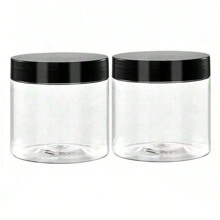 2 piezas Frascos de almacenamiento de plástico de 7,1 cm de diámetro con tapas, botellas dispensadoras de pintura, frascos para mascarillas faciales, envases para crema para ojos y crema facial, botellas dispensadoras de muestras de boca ancha transparente de PET, botellas de envasado de cosméticos
