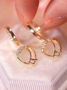 1 Pair Creative Faux Opal Tulip Shaped Earrings, Cute Earrings Suitable For Girls, Fashion Lovers, Weddings And Halloween - Multicolor - View 2