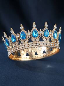 Elegant Gold Royal Style Crown, Inlaid With Pink Teardrop Gems, Suitable For Attending Balls And Formal Occasions,Summer,Beach,Wedding,Festival,Birthday - Multicolor - View 37