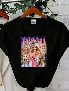 Maglietta da donna con stampa Trisha Paytas, maglietta vintage da fan di youtuber, maniche lunghe o corte - nero - Visualizzare 1