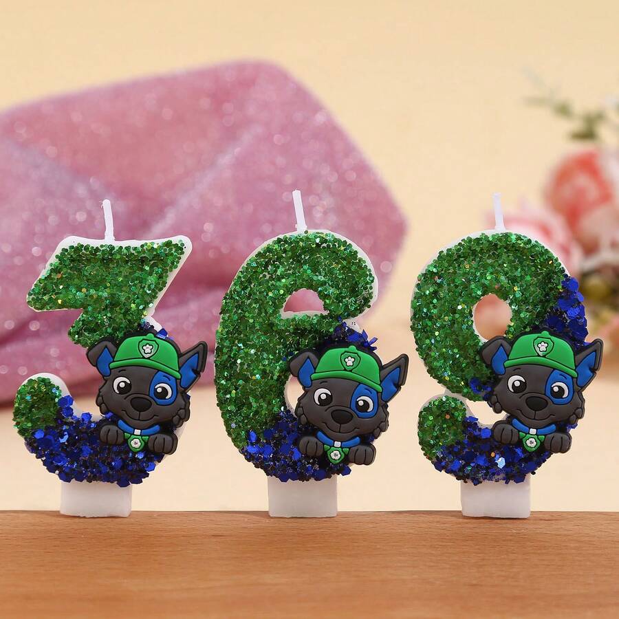 1 cây nến hình chữ số phát sáng trong bóng tối Paw Patrol, phụ kiện trang trí bánh mới lấp lánh, tạo không khí lễ hội cho sinh nhật, Giáng sinh. - Nhiều màu - Xem 1