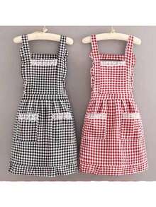 New Fashionable Waterproof, Oil-Proof, Stain-Resistant Lace Plaid Apron, Unisex Design, Great For Mother's Day, Independence Day, Birthday Gifts - X - View 3