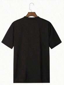 Abstract Intersecting Lines Form A Sleek And Modern AX Signifying  Printed On Chest Of This Tshirt 220g Crew Neck Tee A Contemporary Look. - màu đen - Xem 3