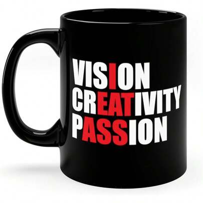 1pc 11oz Ceramic Coffee Mug, Funny Inspirational Motivational Creative Double-Sided Printed Reusable Microwave & Dishwasher Cup