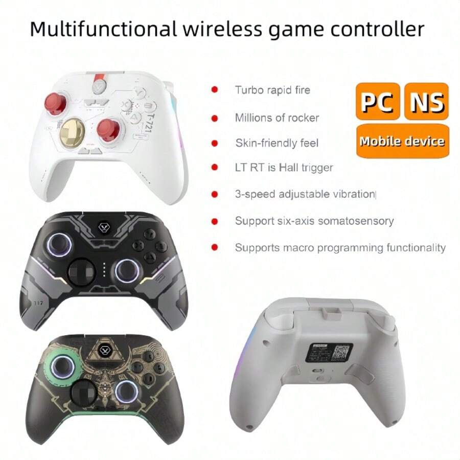 Wireless Switch Controller With Hall Effect Triggers, Rechargeable Gamepad For Nintendo Switch/IOS/Android/PC, Precision Racing & Shooting, Plug & Play - 查看 1