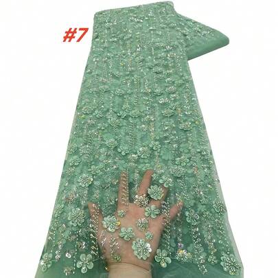 2026 hochwertiger nigerianischer französischer Spitzenstoff mit Pailletten, Perlen und Stickerei, geeignet für die Herstellung von Brautkleidern