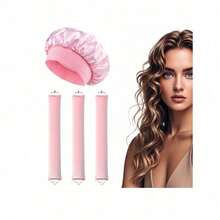 4pcs Hair Styling Set: 1pc Wide-Brim Satin Hat + 3pcs No-Heat Hair Curling Wands. Women Casual Classic Solid Color Elastic Soft Sleep Cap, Shower Cap, Faux Silk Hair Turban Cap With Elastic, Protect Hair From Damage; 3pcs Curling Rods With Hooks, Easy To Create Curls Suitable For All Hair Types, Unisex, Back To School, Travel Holiday Essentials, Hair Accessories For Women, Hair Curlers For Hairdressing Equipment, Accessories, Hair Curl, Curly Hair Tools, Hair Roller, Christmas,Curly Hair, Hair Curler, Hair Rollers, Heatless Curl, Heatless Curls, Rollers, Hair Curlers, Curly Hair Products, Hair Curl, Hair Roller, Rollers For Hair, Curly Hair Tools, Heatless Curlers,Hair, Accessories, Hair Products, Hair Tools, Hair Stuff, Hair Care, Curly Hair Brush, Barber, Barber Accessories, Hairdressing - 彩色 - 查看 6