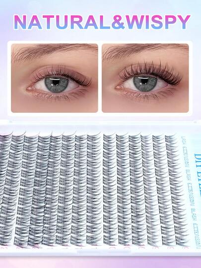 168Pcs D Curl Wispy Lash Clusters 8-16mm Mixed Length, Natural Fluffy Individual Cluster Lashes, Soft Lightweight DIY Eyelash Extensions, Voluminous 3D Effect Single Fake Lashes, Easy To Apply For Home Makeup, Reusable Comfortable Wear False Lashes For Daily & Casual Eye Looks, Beginner-Friendly Lash Extension Clusters