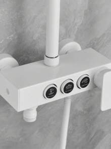 Black Gold Exposed Shower System With 8-Inch Rainfall Shower Head And Handheld Shower, 4-Function Bathtub And Shower Faucet Set, Complete Shower System Kit With Brass Valves (Some Parts Random, Some Packaging Random) - Black - View 6