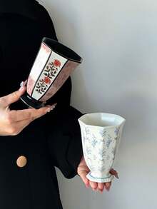 1个法式奢华曼陀罗花卉镀金陶瓷马克杯，适合居家、办公使用，可作咖啡杯，亦可作为优雅的乔迁、婚礼或礼品。 - 彩色 - 查看 8