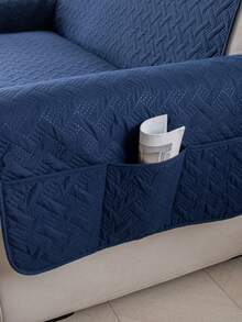 1 pieza Funda de sofá duradera, fácil de limpiar, protector de sofá amigable con las mascotas, diseño acolchado de diamante, se ajusta a sofás de 1/2/3 plazas, transpirable para todas las estaciones, funda de sofá moderna con bolsillos laterales - azul real - Ver 8