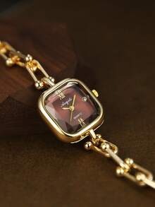 Golden Square Bracelet Women's Quartz Watch Exquisite And Compact Suitable For Daily Matching Birthday/Graduation Gifts Casual Gatherings - Gold - View 1