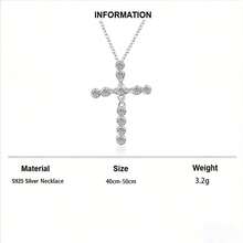 1pc S925 Silver Luxury Cross Design Pendant Necklace With Sparkling Zirconia Stone, Elegant Everyday Wear Jewelry, Quality Gift For Loved One - Silver - View 5